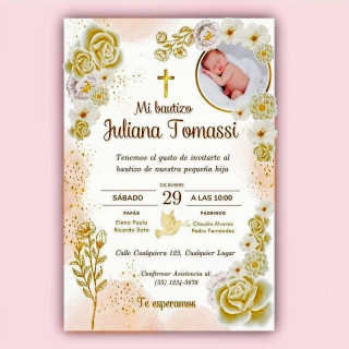 Invitación de Bautizo Diseño  Juliana