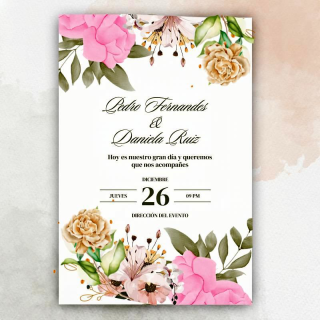 Invitación de boda Diseño Rosas