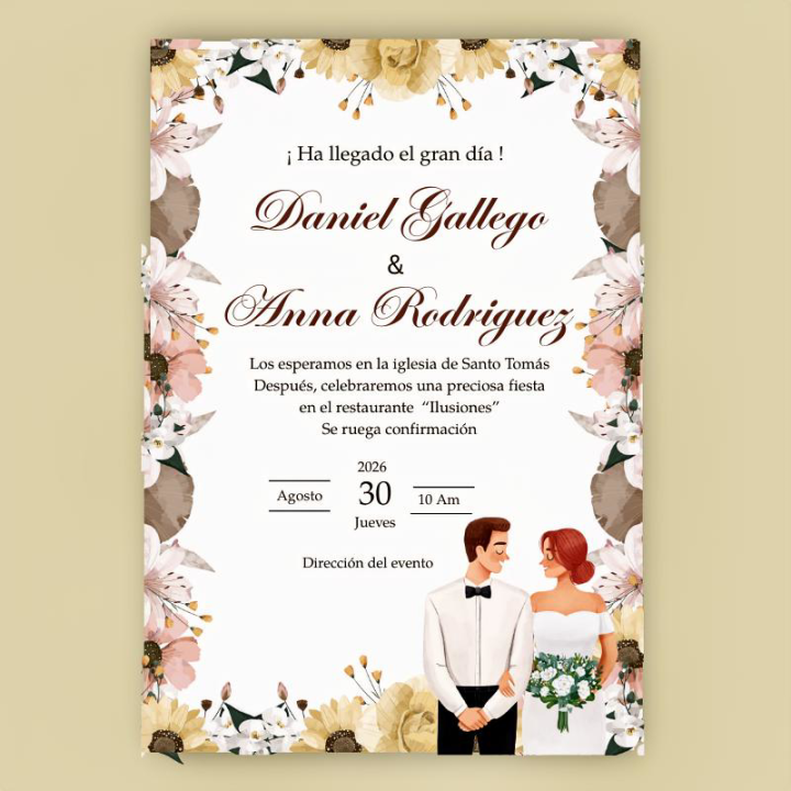 Invitación de boda Diseño Sí Quiero