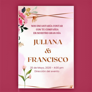 Invitación de boda Diseño Rosa