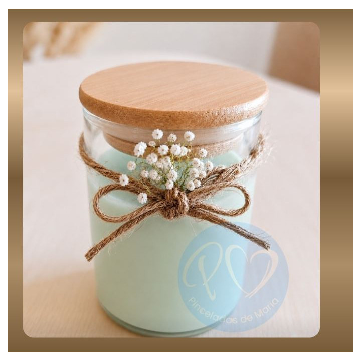 Vela personalizada con fragancia a limón para recordatorios de boda.