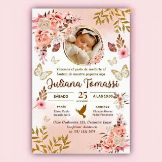 Invitación de Bautizo Diseño Juliana