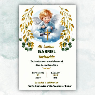 Invitación de Bautizo Diseño Gabriel