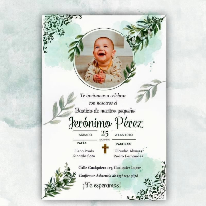 Invitación de Bautizo Diseño Jerónimo