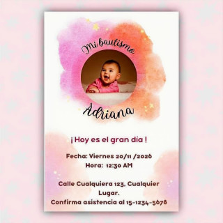 Invitación de Bautizo Diseño Adriana